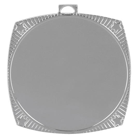 Bright Silver Square Star 2" Insert Holder Medal - 2 1/8"