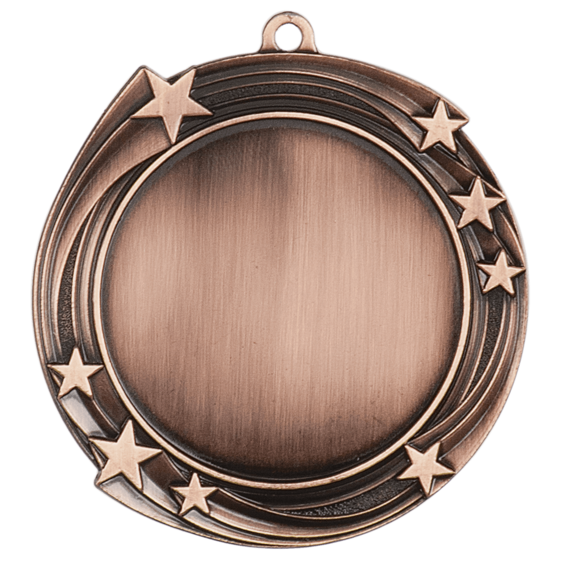Antique Bronze Swirling Star 2" Insert Holder Medal - 2 3/4"