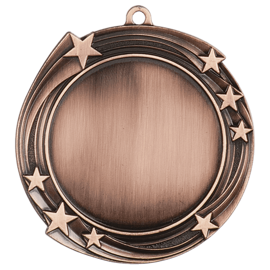 Antique Bronze Swirling Star 2" Insert Holder Medal - 2 3/4"