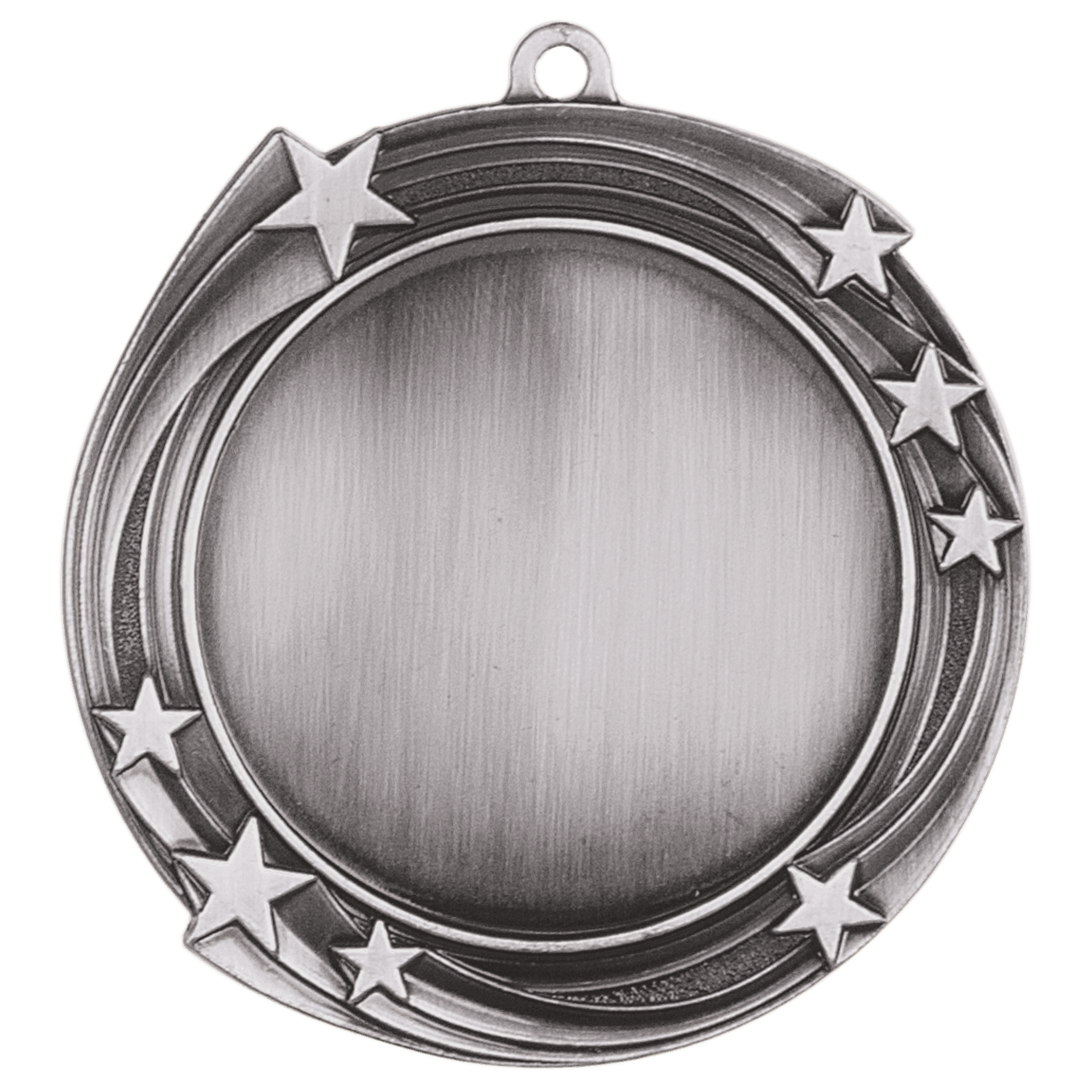 Antique Silver Swirling Star 2" Insert Holder Medal - 2 3/4"