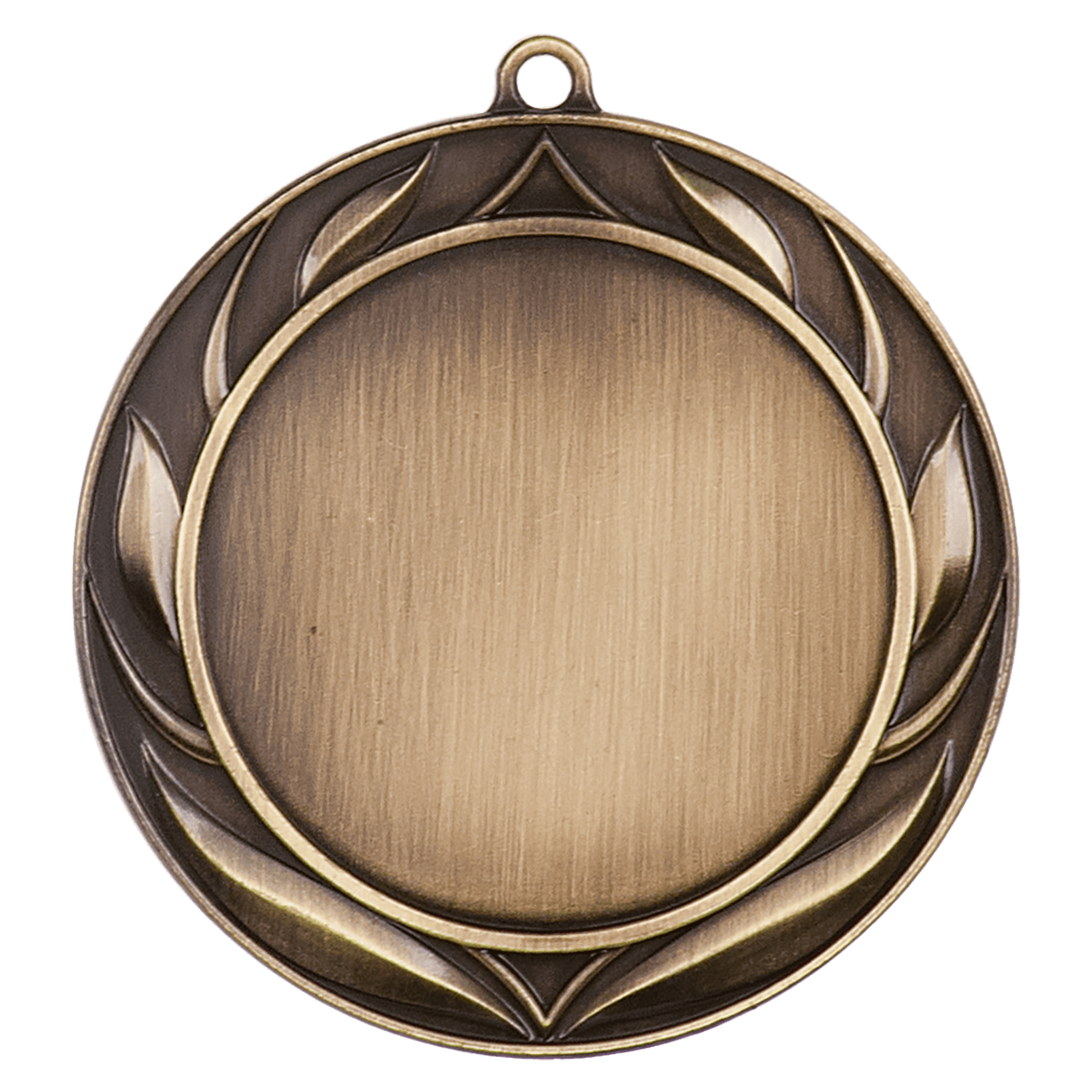 Antique Gold Wreath 2" Insert Holder Medal - 2 3/4"
