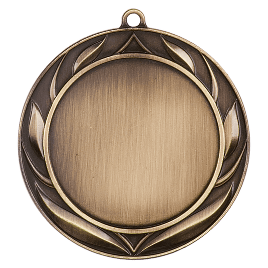 Antique Gold Wreath 2" Insert Holder Medal - 2 3/4"