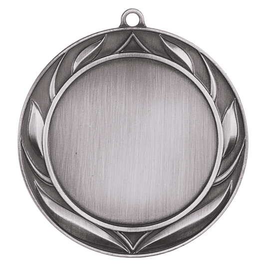 Antique Silver Wreath 2" Insert Holder Medal - 2 3/4"