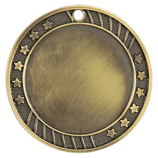 2 3/4" Antique Gold 12-Star 2" Insert Holder Medal