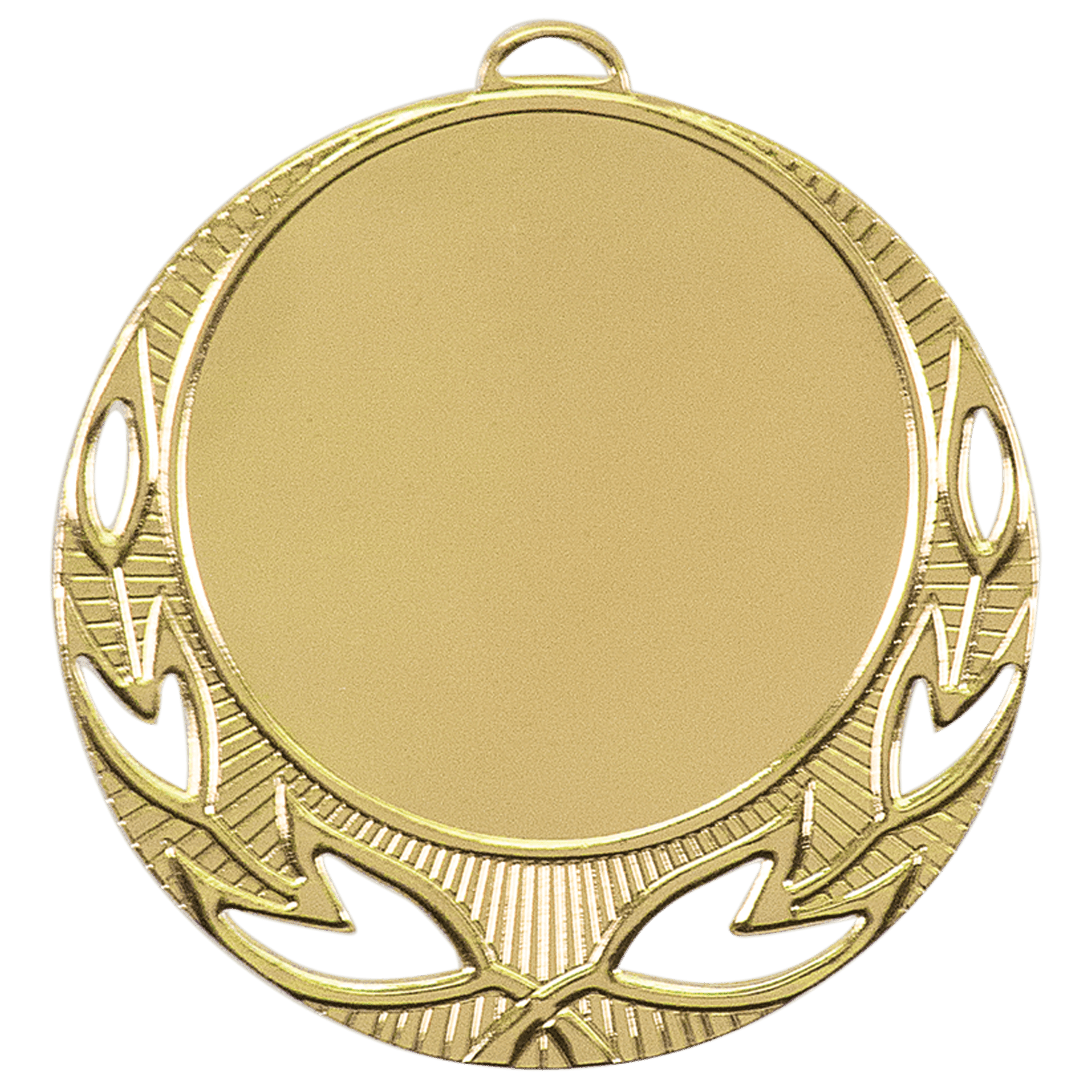 Bright Gold Open Wreath 2" Insert Holder Medal - 2 3/4"