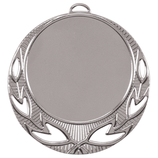 2 3/4" Bright Silver Open Wreath 2" Insert Holder Medal