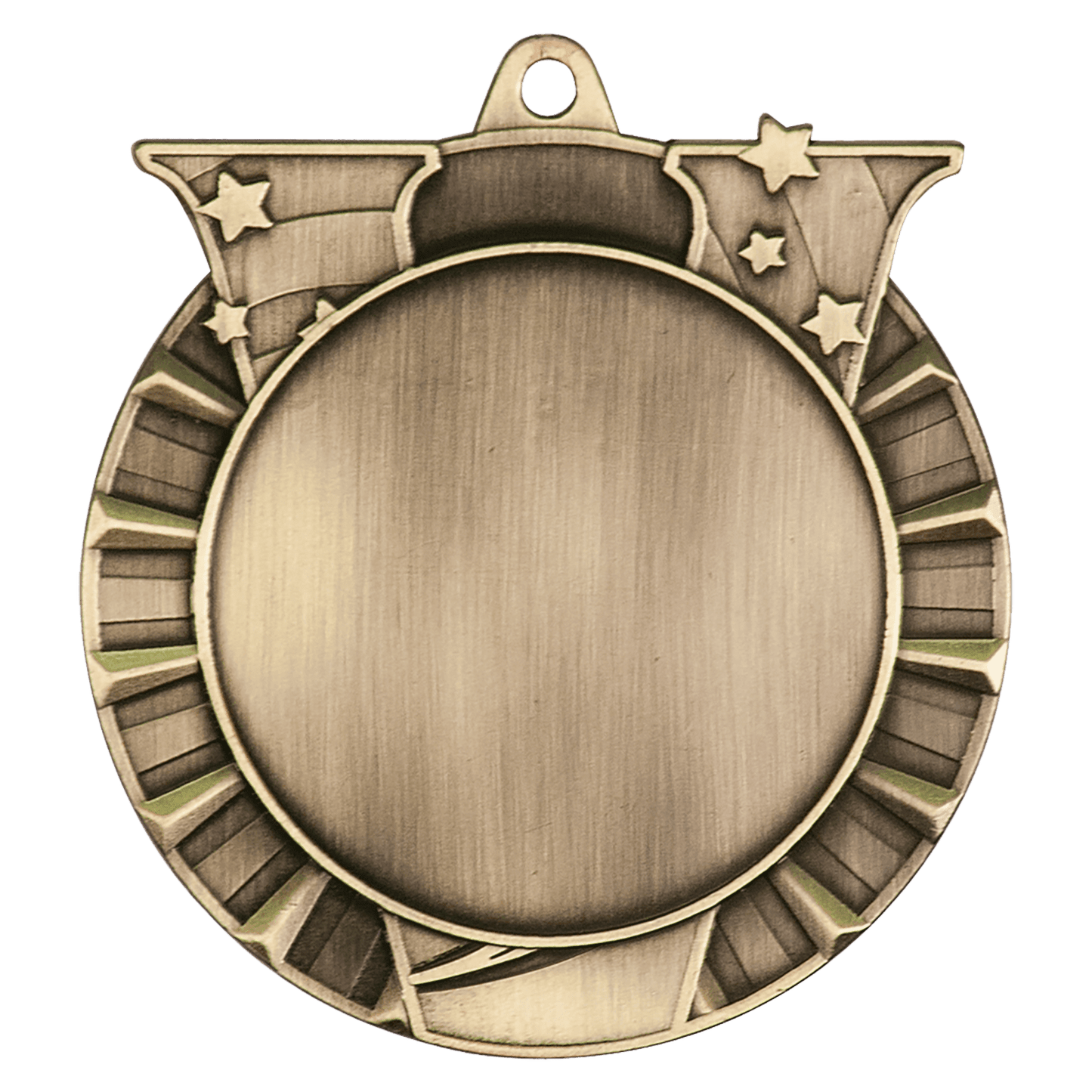 Antique Gold Victory 2" Insert Holder Medal - 2 3/4"
