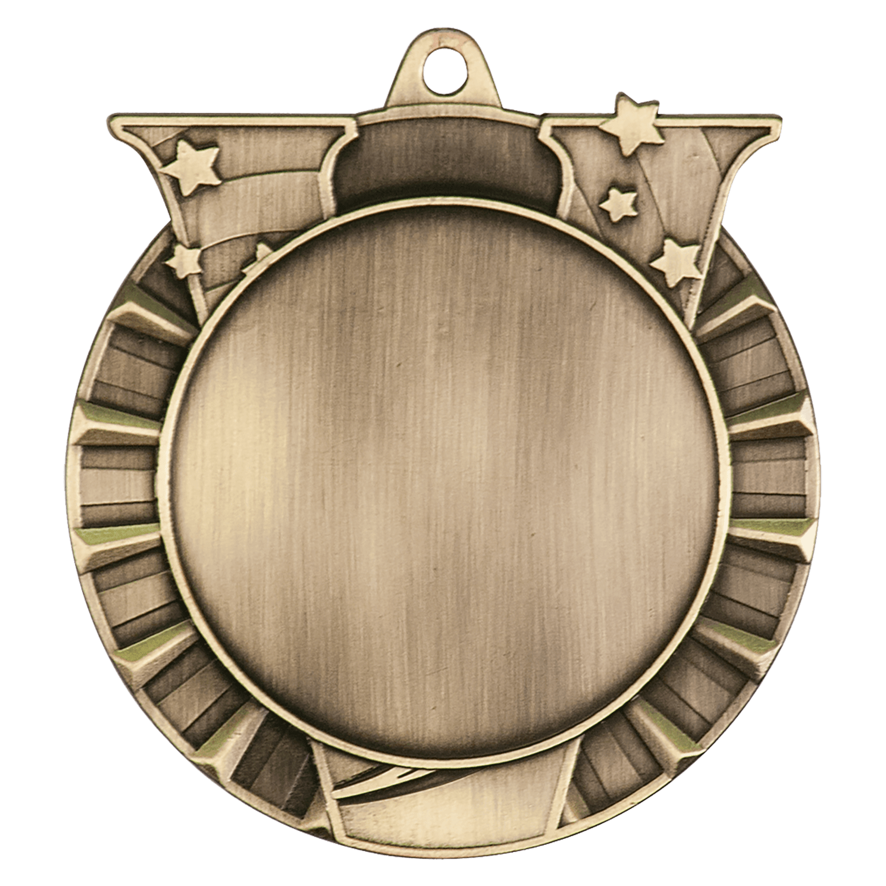 Antique Gold Victory 2" Insert Holder Medal - 2 3/4"