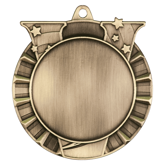 Antique Gold Victory 2" Insert Holder Medal - 2 3/4"