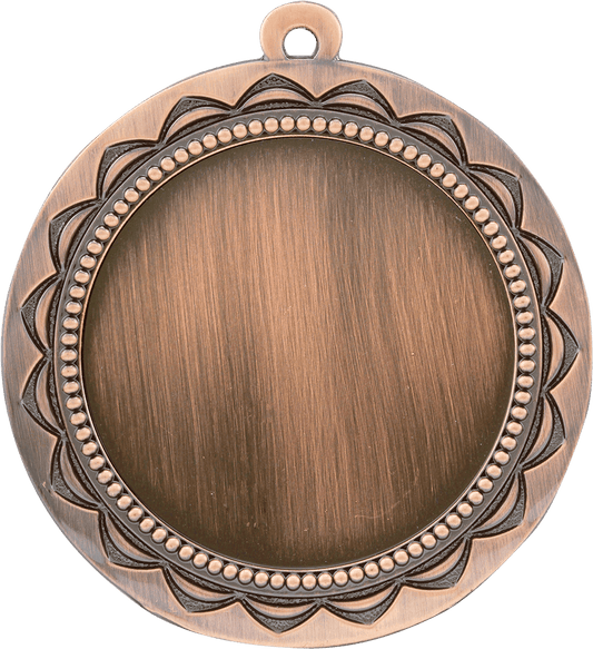 Antique Bronze Sun 2" Insert Holder Medal - 2 3/4"