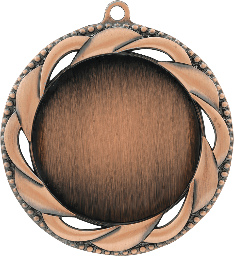 Antique Bronze Rosette 2" Insert Holder Medal - 2 3/4"
