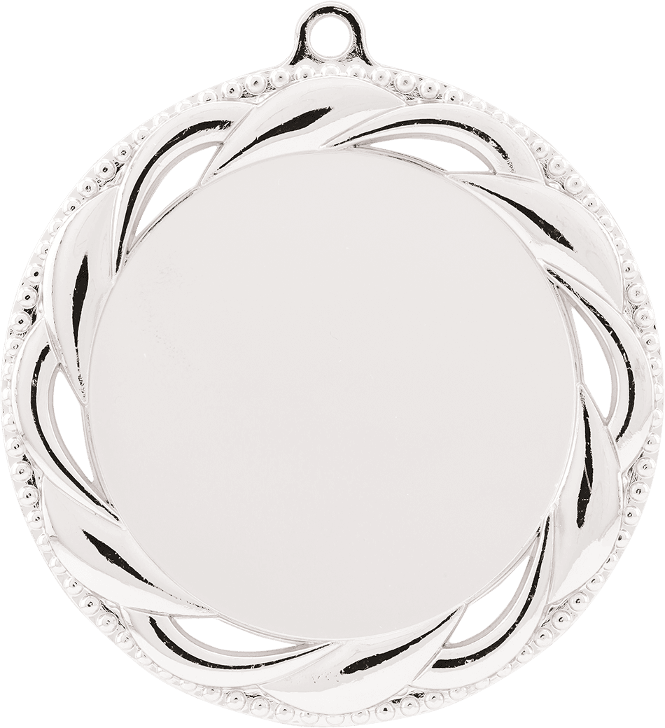 Bright Silver Rosette 2" Insert Holder Medal - 2 3/4"