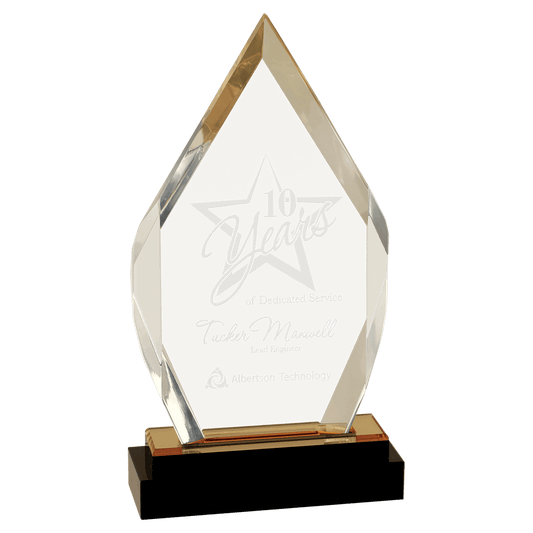 Gold Fusion Diamond Impress Acrylic with Black Glass Base - 9"