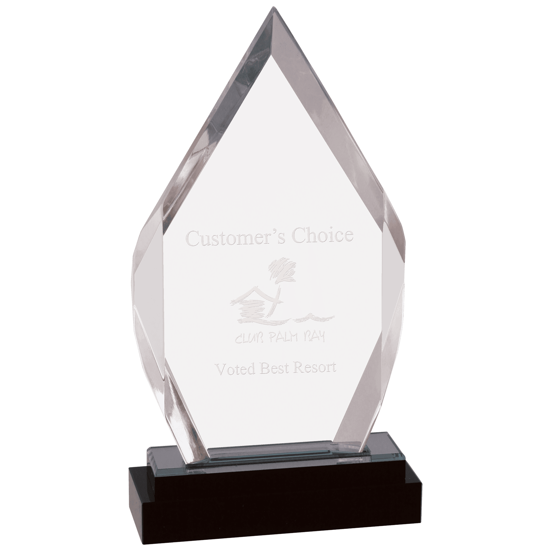 Silver Fusion Diamond Impress Acrylic with Black Glass Base - 9"