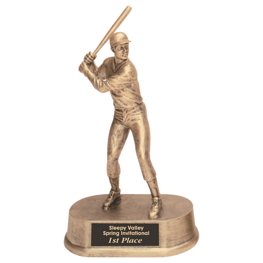 Antique Gold Male Baseball Resin - 9"