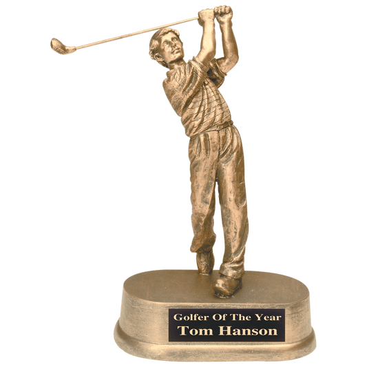 8 3/4" Antique Gold Male Golf Resin
