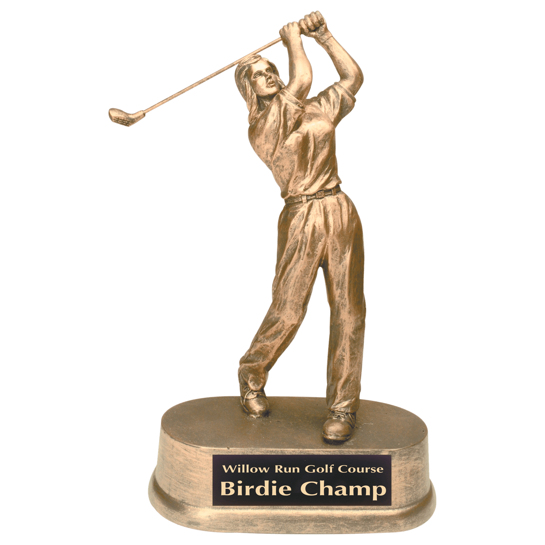 Antique Gold Female Golf Resin - 9"