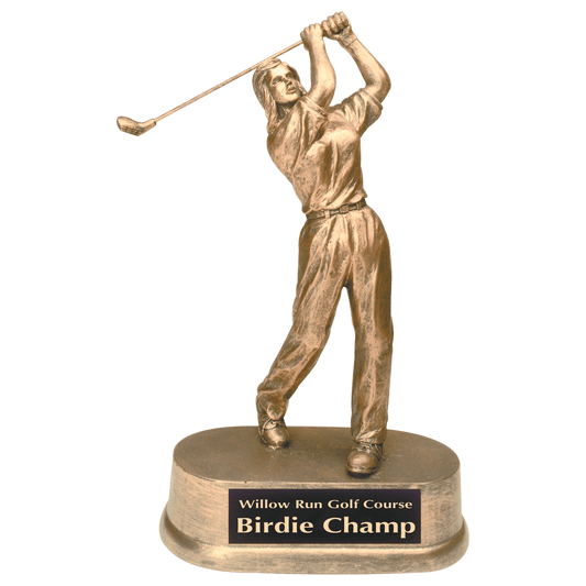 Antique Gold Female Golf Resin - 9"
