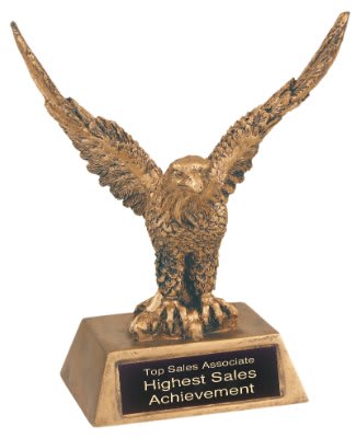 6 1/2" Antique Gold Eagle Resin