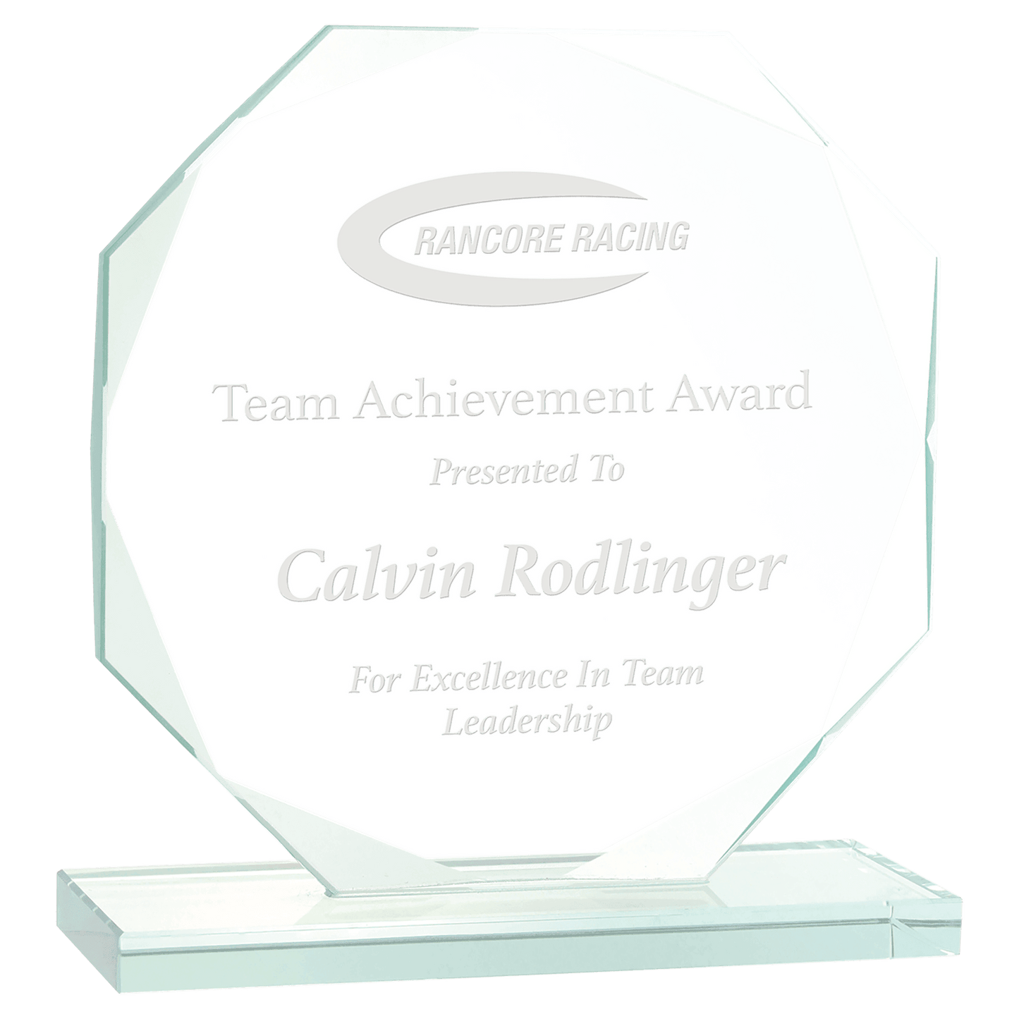 Octagon Jade Glass Award - 6"