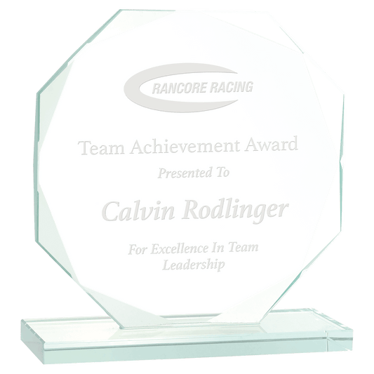 Octagon Jade Glass Award - 6"