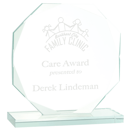 Octagon Jade Glass Award - 6 1/2"
