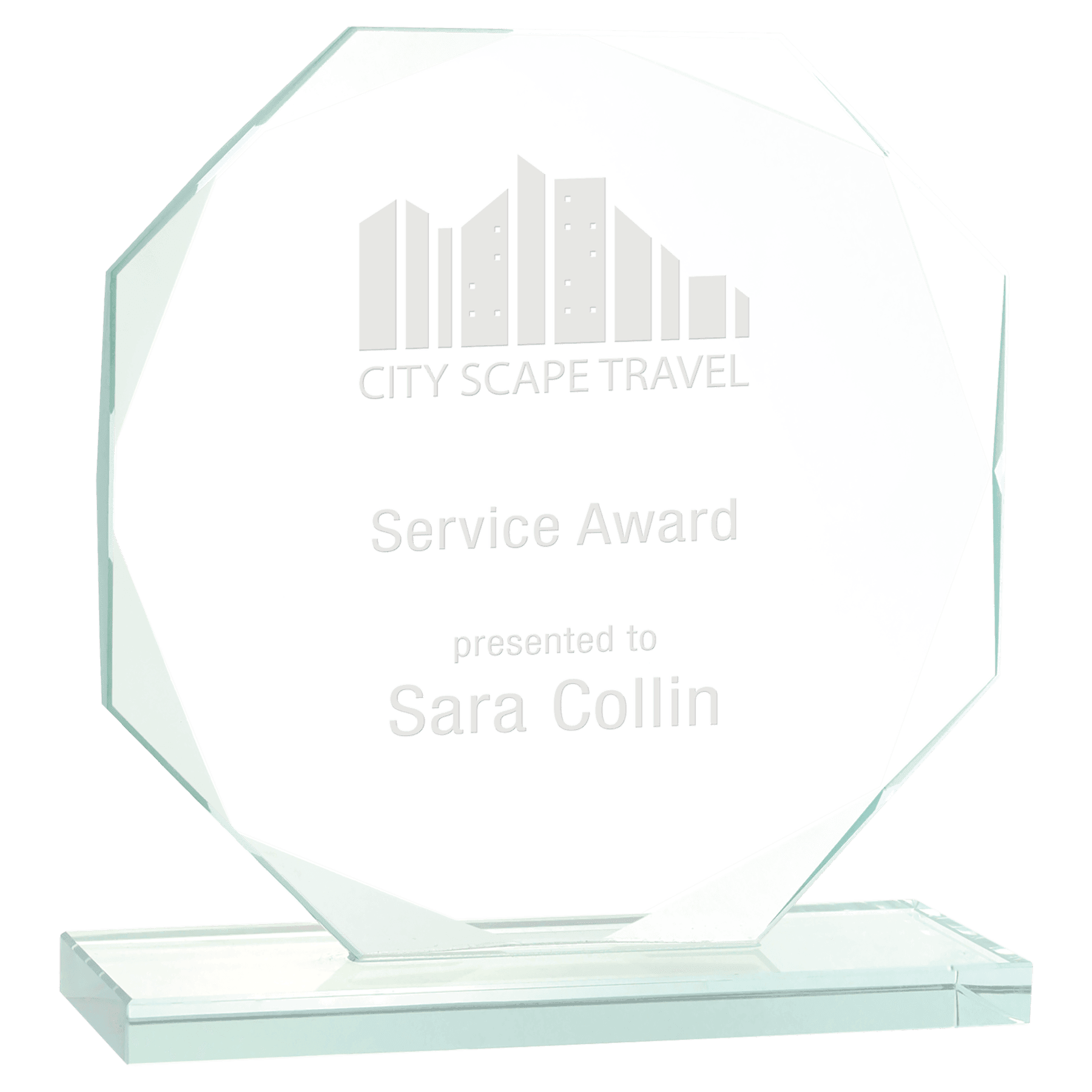7 1/2" Octagon Jade Glass Award
