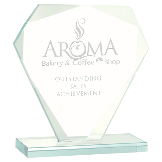 Cut Diamond Jade Glass Award - 5 1/2"