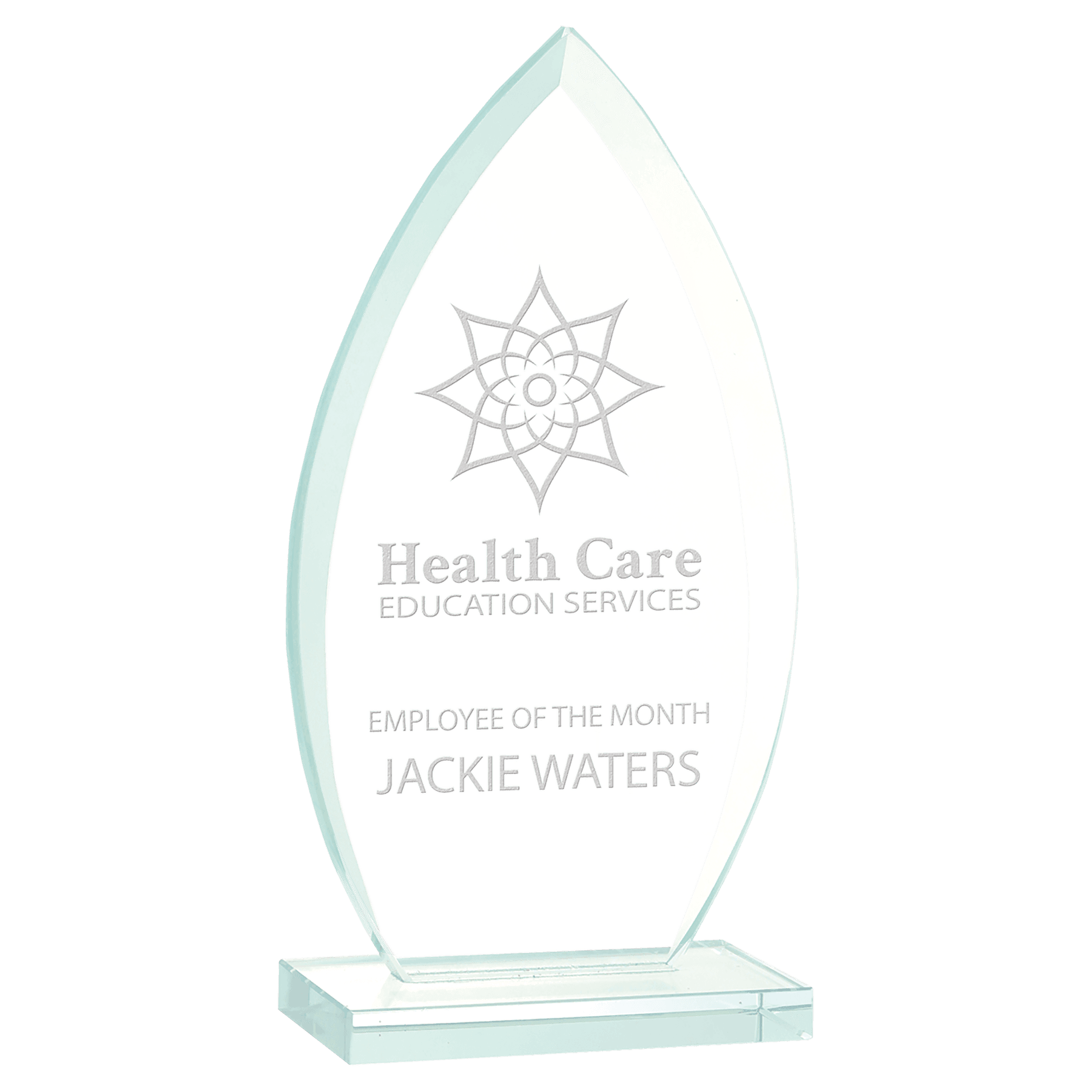 Oval Jade Glass Award - 7"