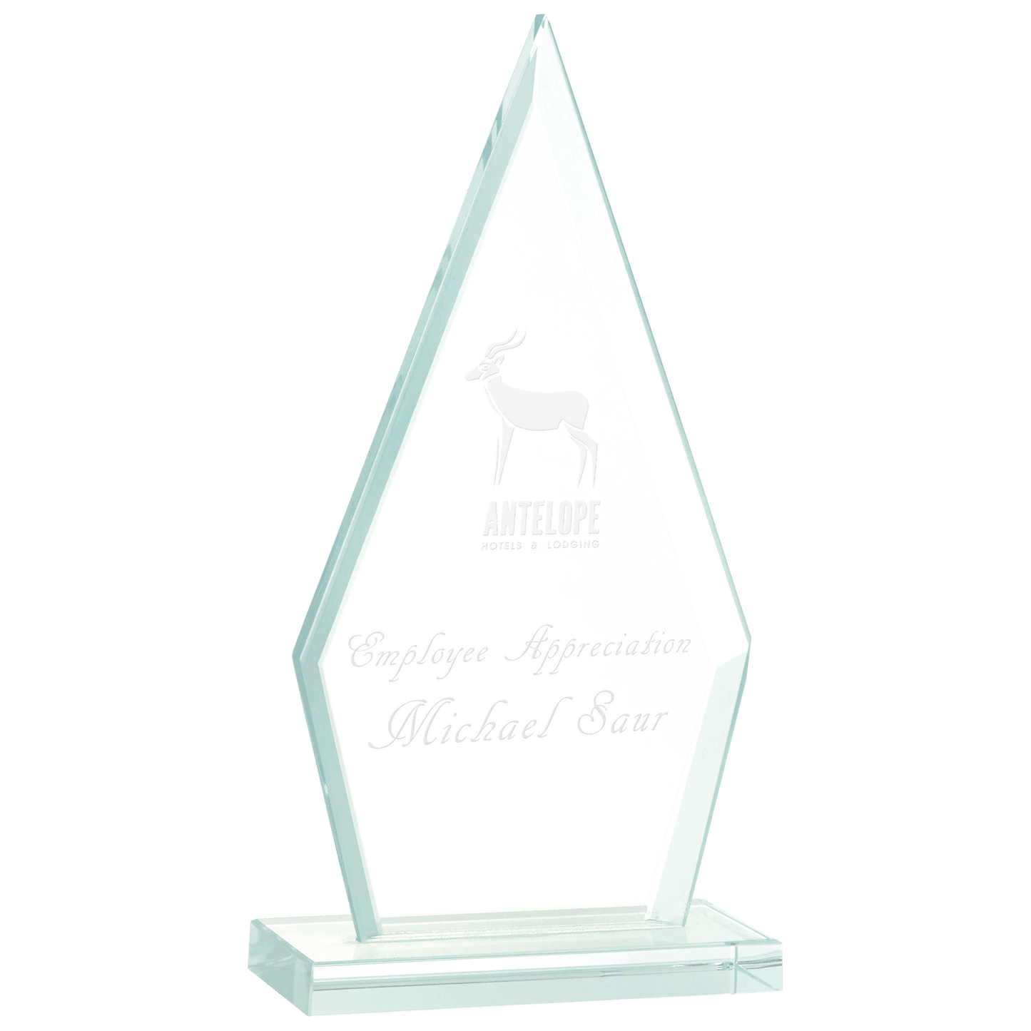 Triangle Jade Glass Award - 7 1/2"