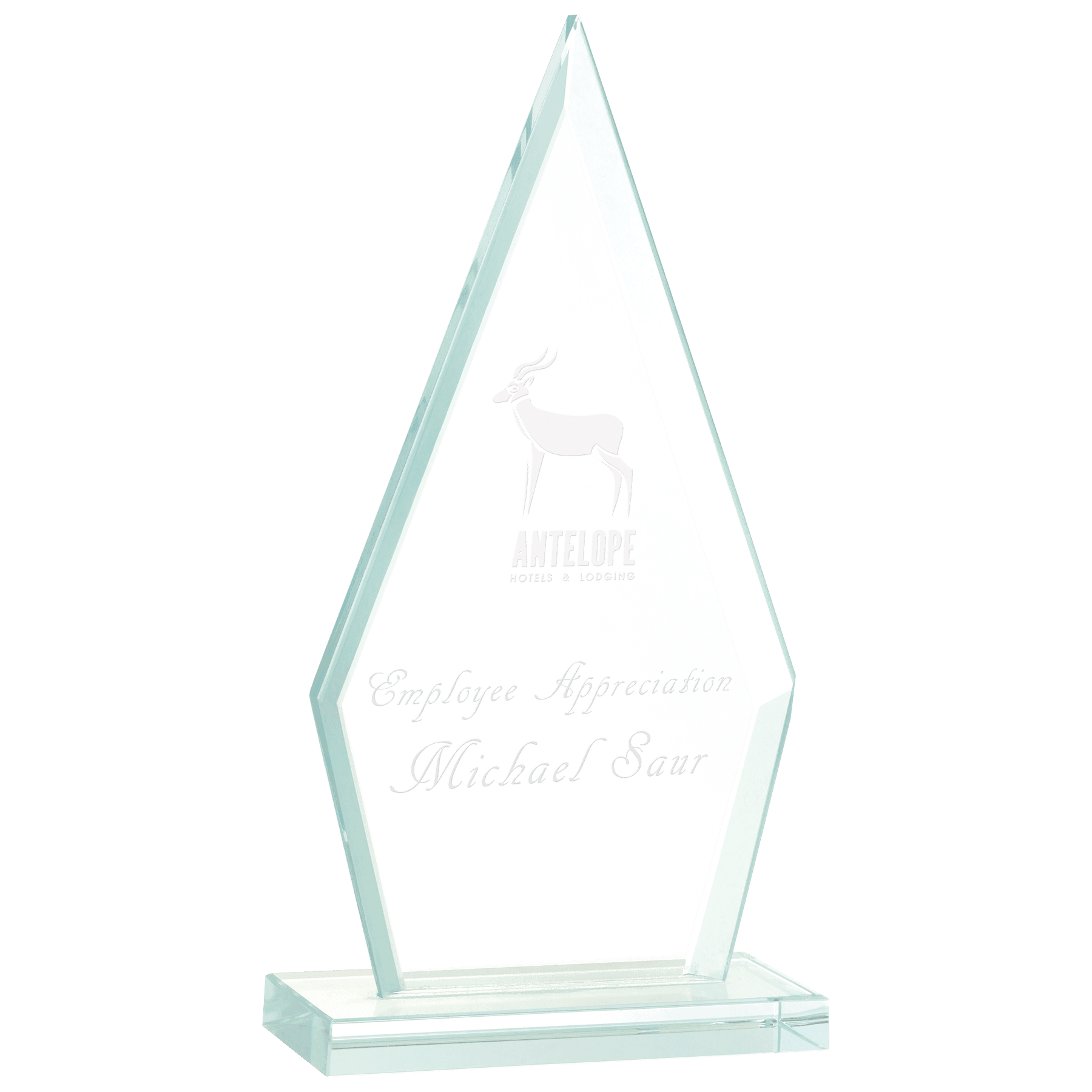 Triangle Jade Glass Award - 7 1/2"
