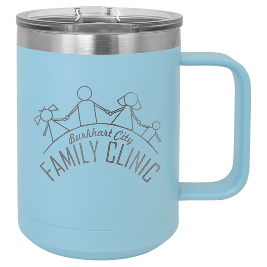 Polar Camel 15 oz. Light Blue Vacuum Insulated Mug with Slider Lid