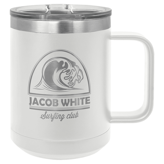 Polar Camel 15 oz. White Vacuum Insulated Mug with Slider Lid