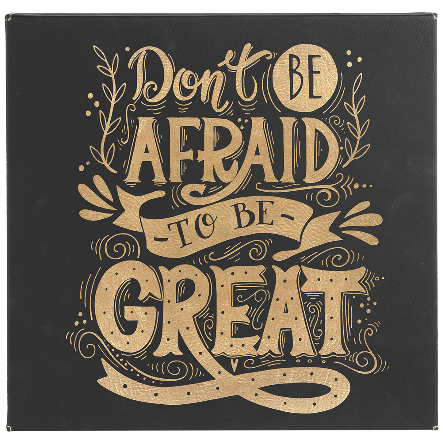 Black/Gold Engravable Leatherette Wall Decor with Sawtooth Hanger - 10" x 10"