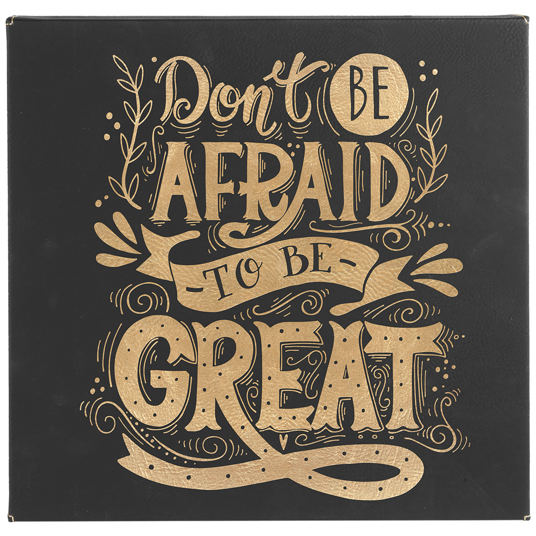 Black/Gold Engravable Leatherette Wall Decor with Sawtooth Hanger - 10" x 10"