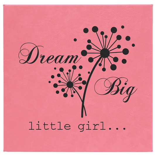 Pink Engravable Leatherette Wall Decor with Sawtooth Hanger - 10" x 10"