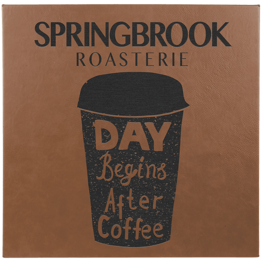 14" x 14" Dark Brown Laserable Leatherette Wall Decor with Sawtooth Hanger