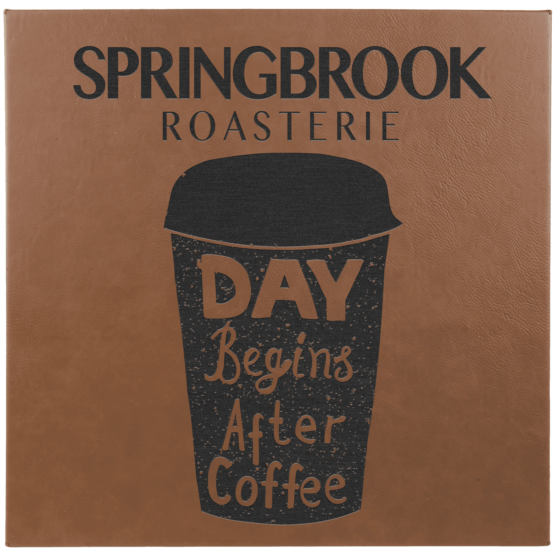 Dark Brown Engravable Leatherette Wall Decor with Sawtooth Hanger - 14" x 14"