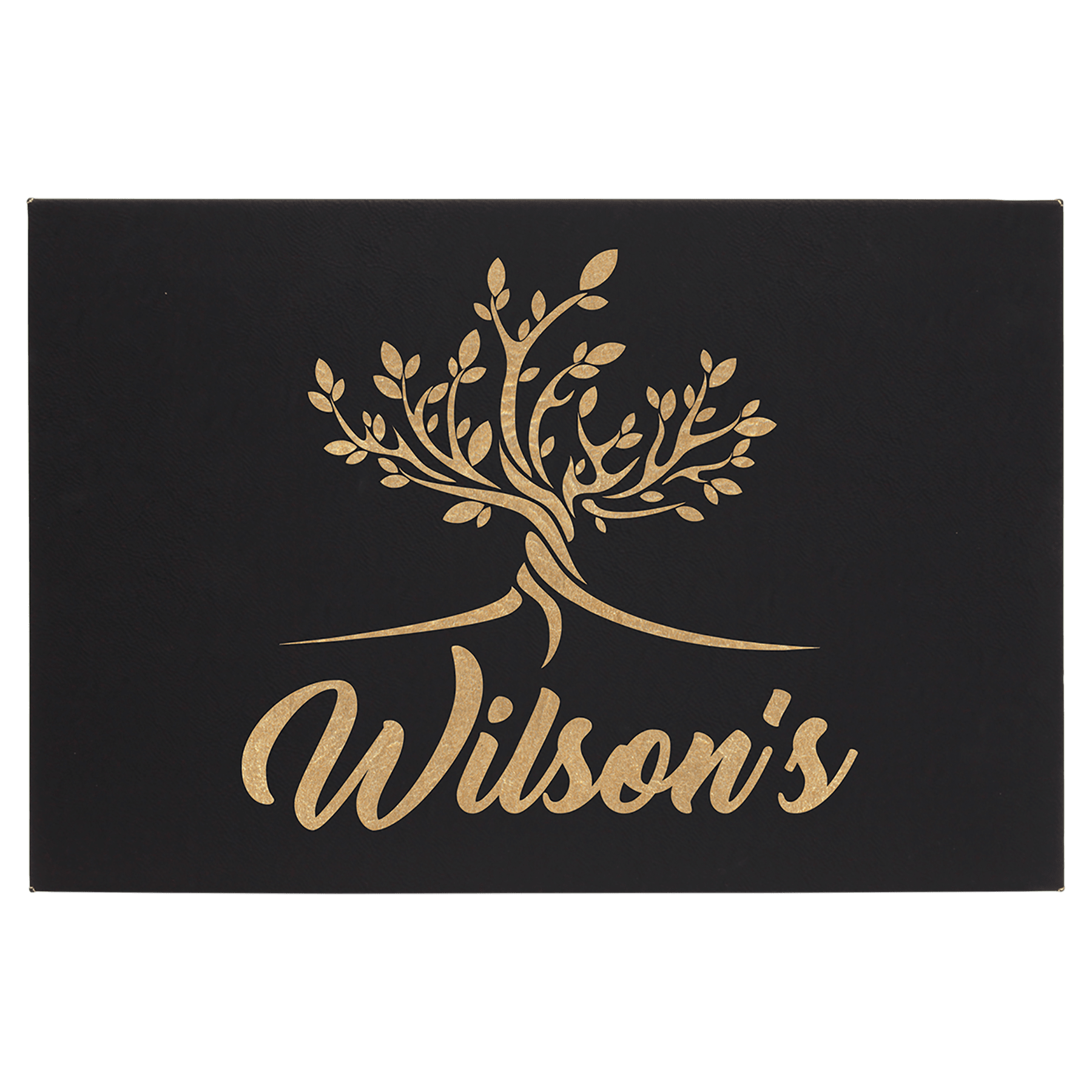 Black/Gold Engravable Leatherette Wall Decor with Sawtooth Hanger - 12" x 18"