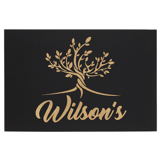 12" x 18" Black/Gold Laserable Leatherette Wall Decor with Sawtooth Hanger