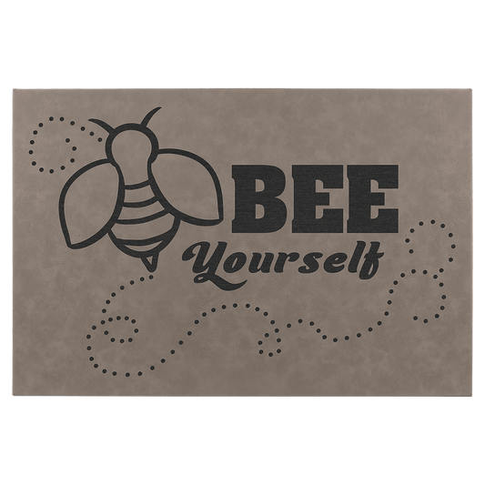 Gray Engravable Leatherette Wall Decor with Sawtooth Hanger - 12" x 18"