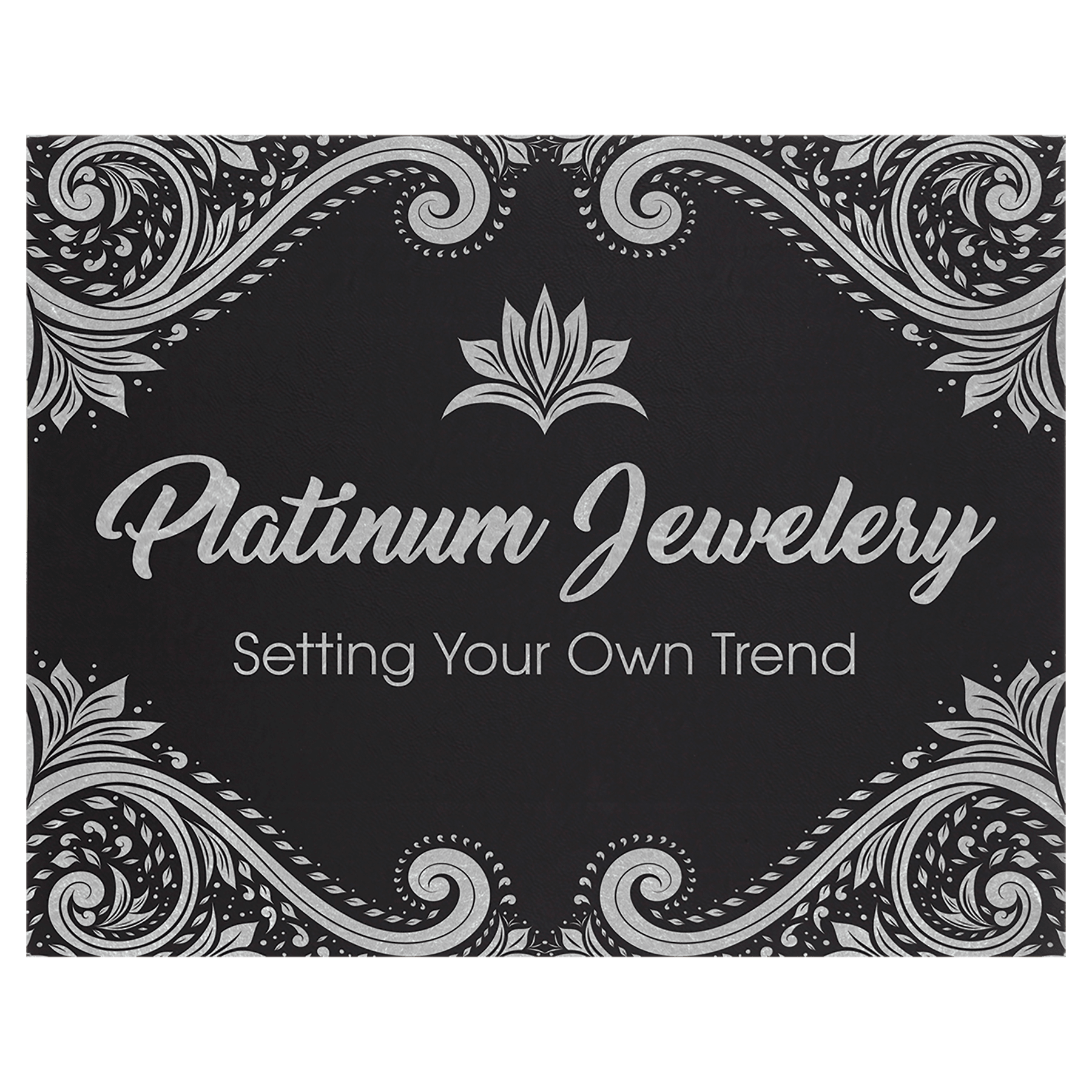 Black/Silver Engravable Leatherette Wall Decor with Sawtooth Hanger - 12" x 18"