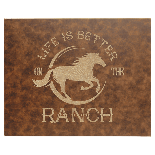 Rustic/Gold Engravable Leatherette Wall Decor with Sawtooth Hanger - 12" x 18"