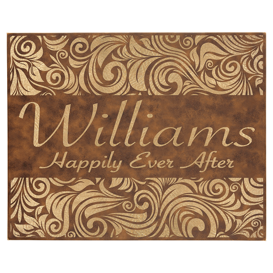 Rustic/Gold Engravable Leatherette Wall Decor with Sawtooth Hanger - 16" x 20"