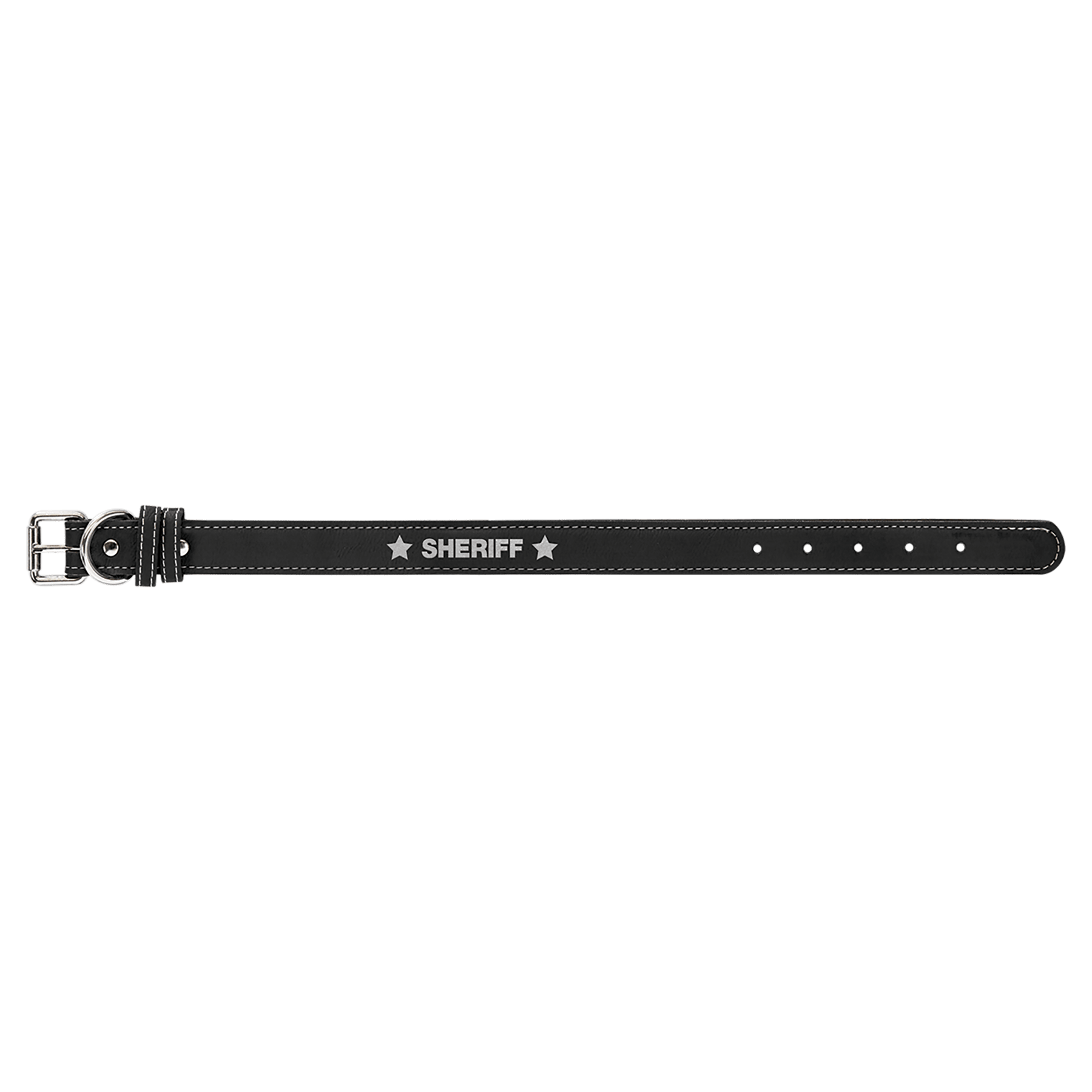 Small 15" x 3/4" Black/Silver Engravable Leatherette Dog Collar