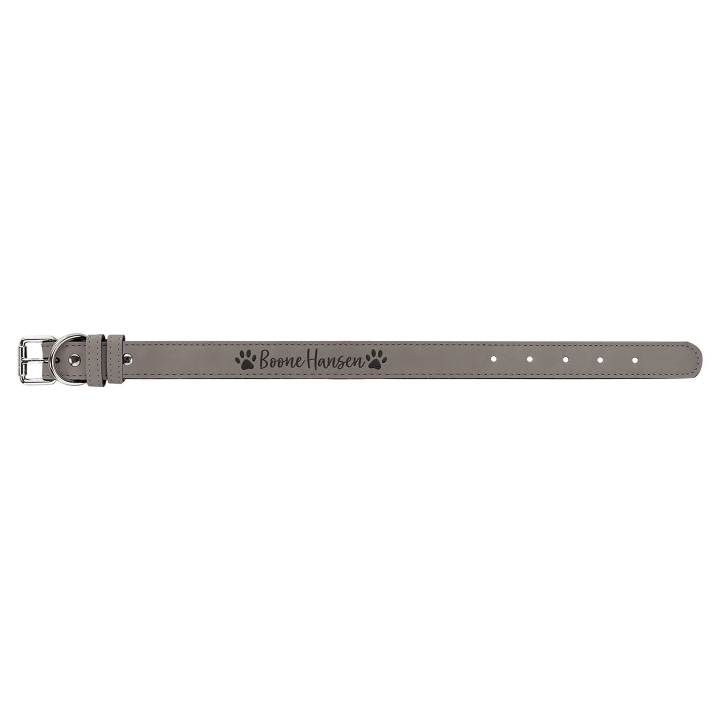 Small 15" x 3/4" Gray Engravable Leatherette Dog Collar