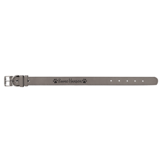 Small 15" x 3/4" Gray Engravable Leatherette Dog Collar