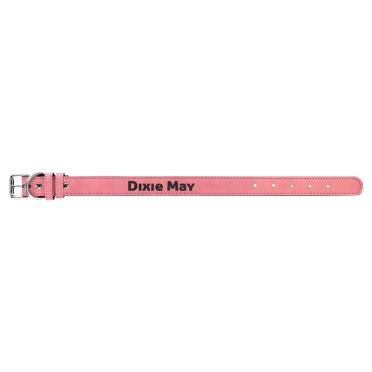Small 15" x 3/4" Pink Engravable Leatherette Dog Collar