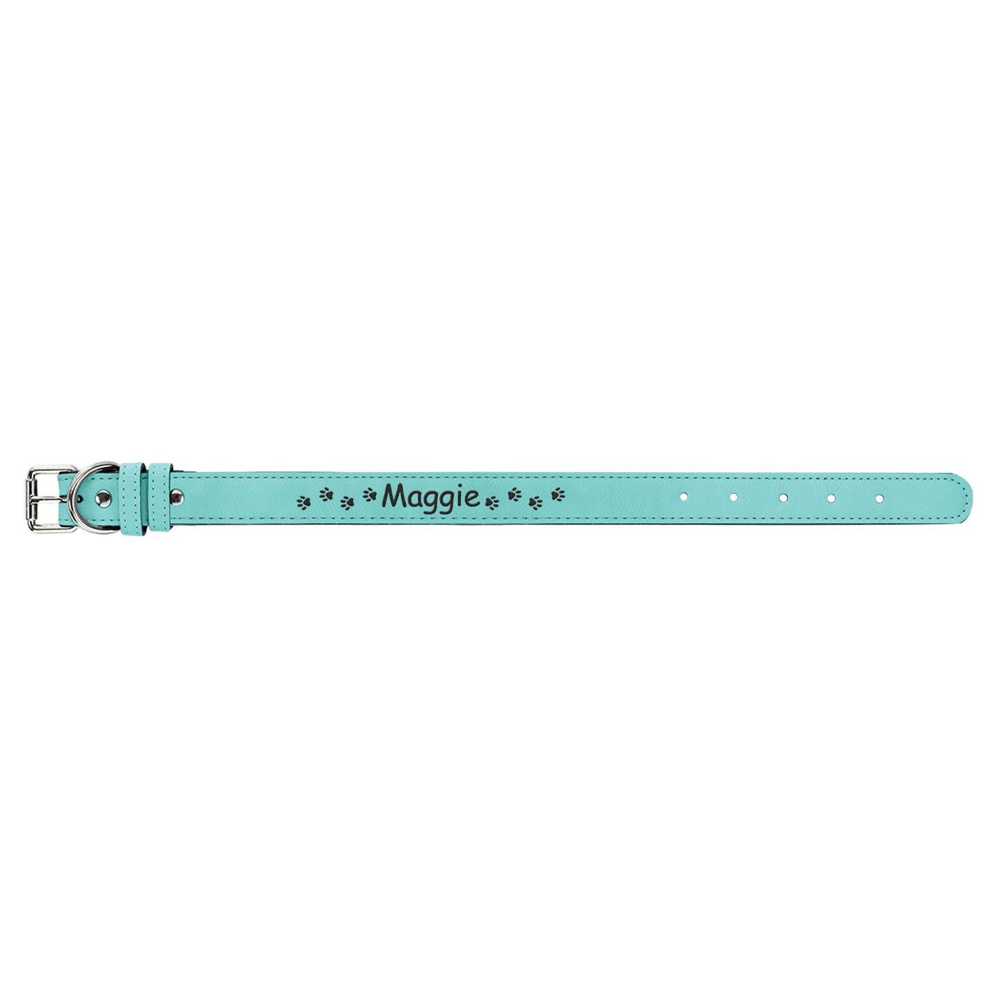Small 15" x 3/4" Teal Engravable Leatherette Dog Collar
