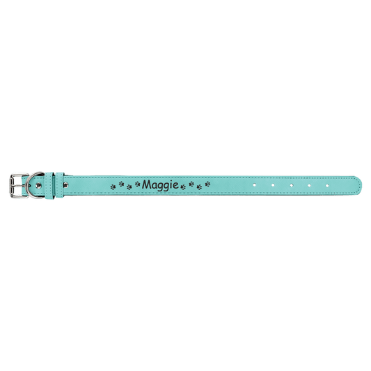 Small 15" x 3/4" Teal Engravable Leatherette Dog Collar